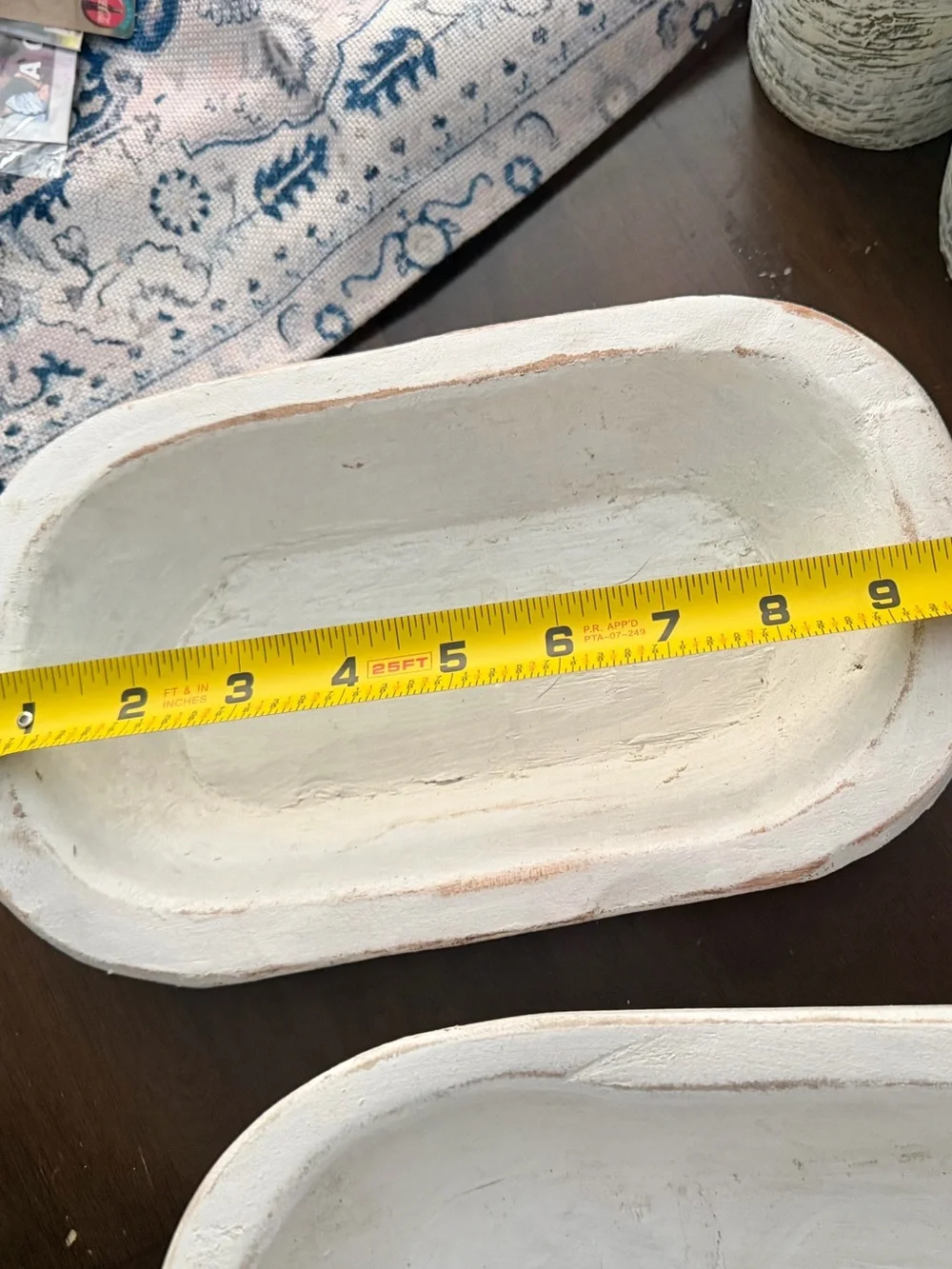 2 White Decorative Oval Wood Dough Bowl - Home Bath Accent